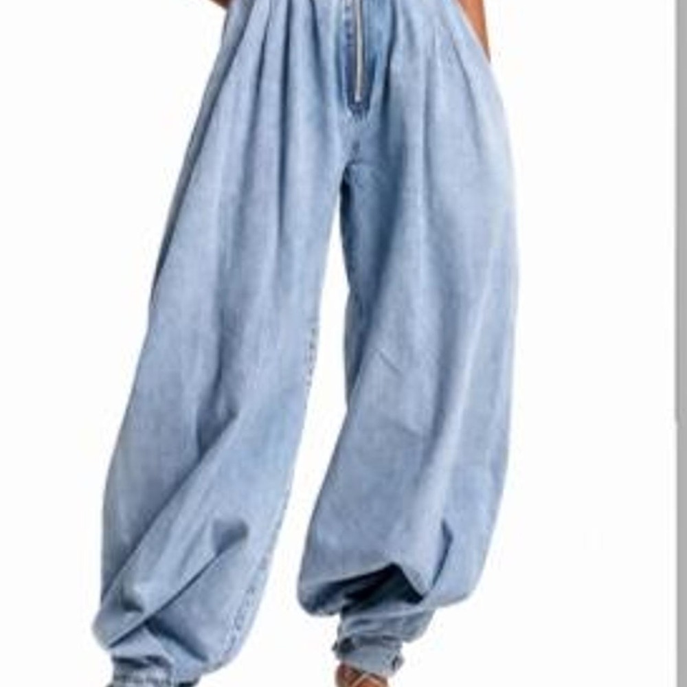 UOOZEE Women's Loose Buttoned Zipper Jean Pants Bottoms Wide Leg Jeans